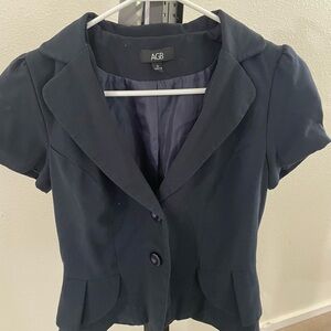 AGB Women's Dark Blue Short Sleeve Blazer